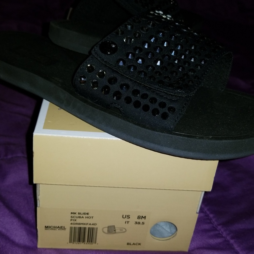 Michael kors studded slip on sandals